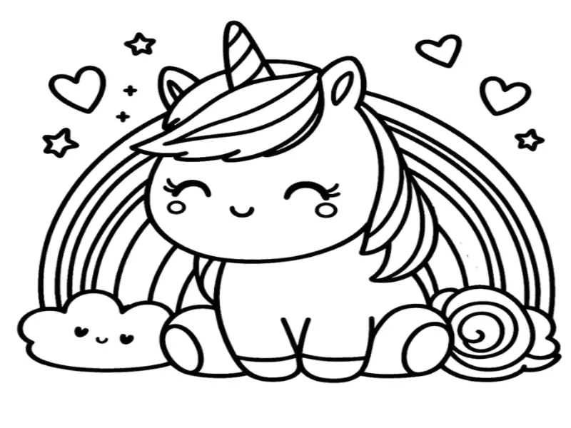 einhorn regenbogen ausmalbild zum ausdrucken und online ausmalen